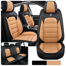 Load image into Gallery viewer, Full Coverage Black Leather Car Seat Cover Classical Standard Style, Automotive Vehicle Cushion Universal Fit