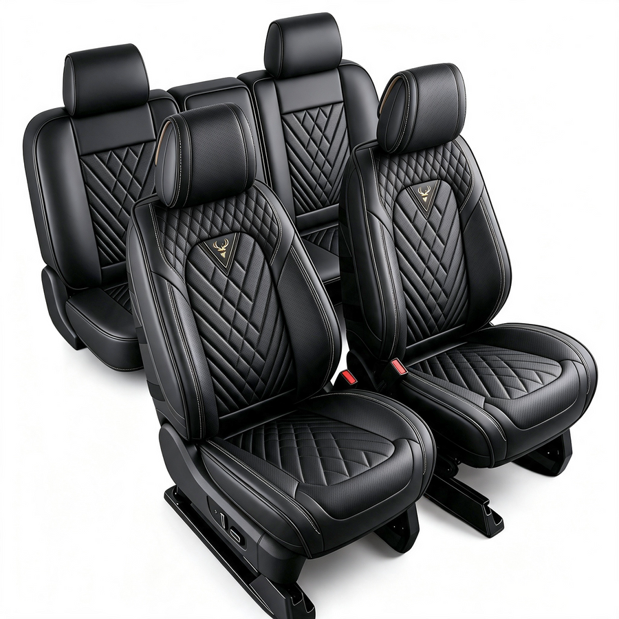 Ford F-150 Seat Covers, Black/Red, 5-Seat Standard Set, Vehicle-Specific Interior Protection