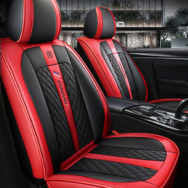 Full Coverage Black Leather Car Seat Cover Street Standard Style, Automotive Vehicle Cushion Universal Fit