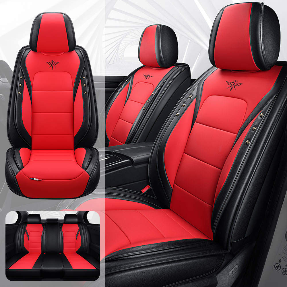 Full Coverage Black Leather Car Seat Cover Street Standard Style, Automotive Vehicle Cushion Universal Fit