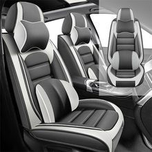 Load image into Gallery viewer, Full Coverage Black Leather Car Seat Cover Classical Luxury Style, Automotive Vehicle Cushion Universal Fit