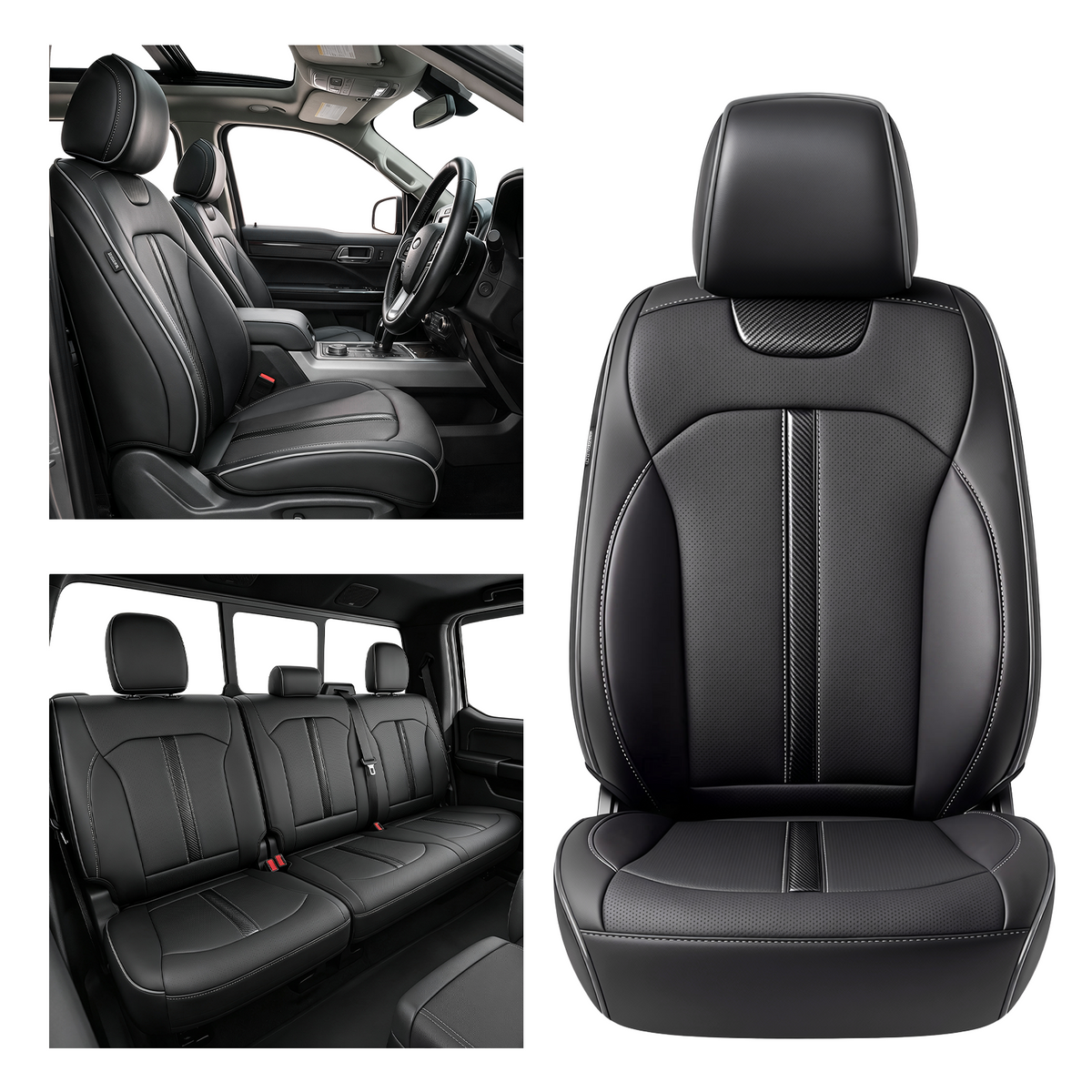 SITCOVER Seat Covers for Ford F-150 2021-2026, Series 67 XL/XLT, 5-Seat, Black/Gray