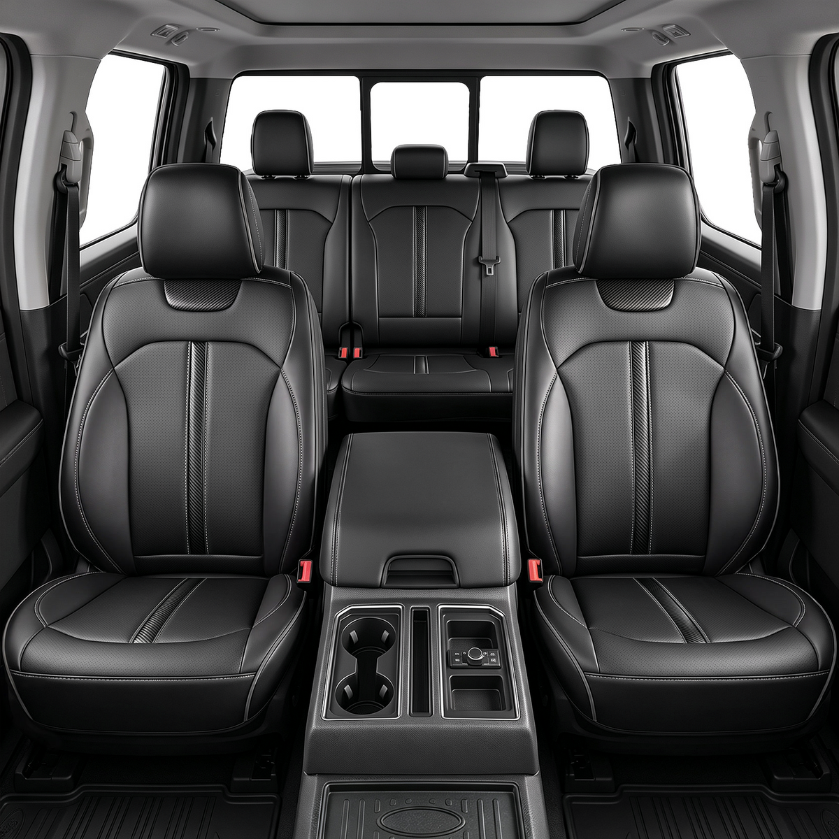 SITCOVER Seat Covers for Ford F-150 2010-2014, Series 67 XL/XLT, 5-Seat, Black/Gray