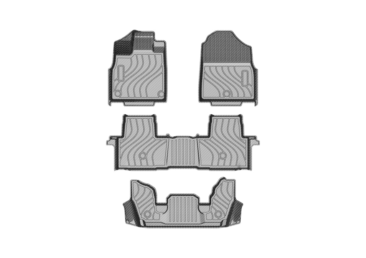 SITCOVER TPV Carbon-Texture Floor Mats - Honda Pilot 2025 7-Seat Without Sill Coverage