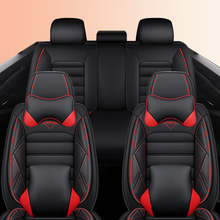 Load image into Gallery viewer, Full Coverage Black Leather Car Seat Cover Sports’ Luxury Style, Automotive Vehicle Cushion Universal Fit
