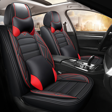Load image into Gallery viewer, Full Coverage Black Leather Car Seat Cover Sports’ Luxury Style, Automotive Vehicle Cushion Universal Fit