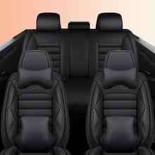 Load image into Gallery viewer, Full Coverage Black Leather Car Seat Cover Sports’ Luxury Style, Automotive Vehicle Cushion Universal Fit